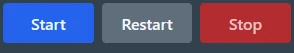 Wake Servers Console controls showing Start, Restart, and the red Stop button