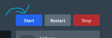 Start button in Wake Servers Console, beside Restart and Stop